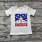 No Moq Pre-order Baby Boy Short Sleeves Cow America Shirt July 4th Tops