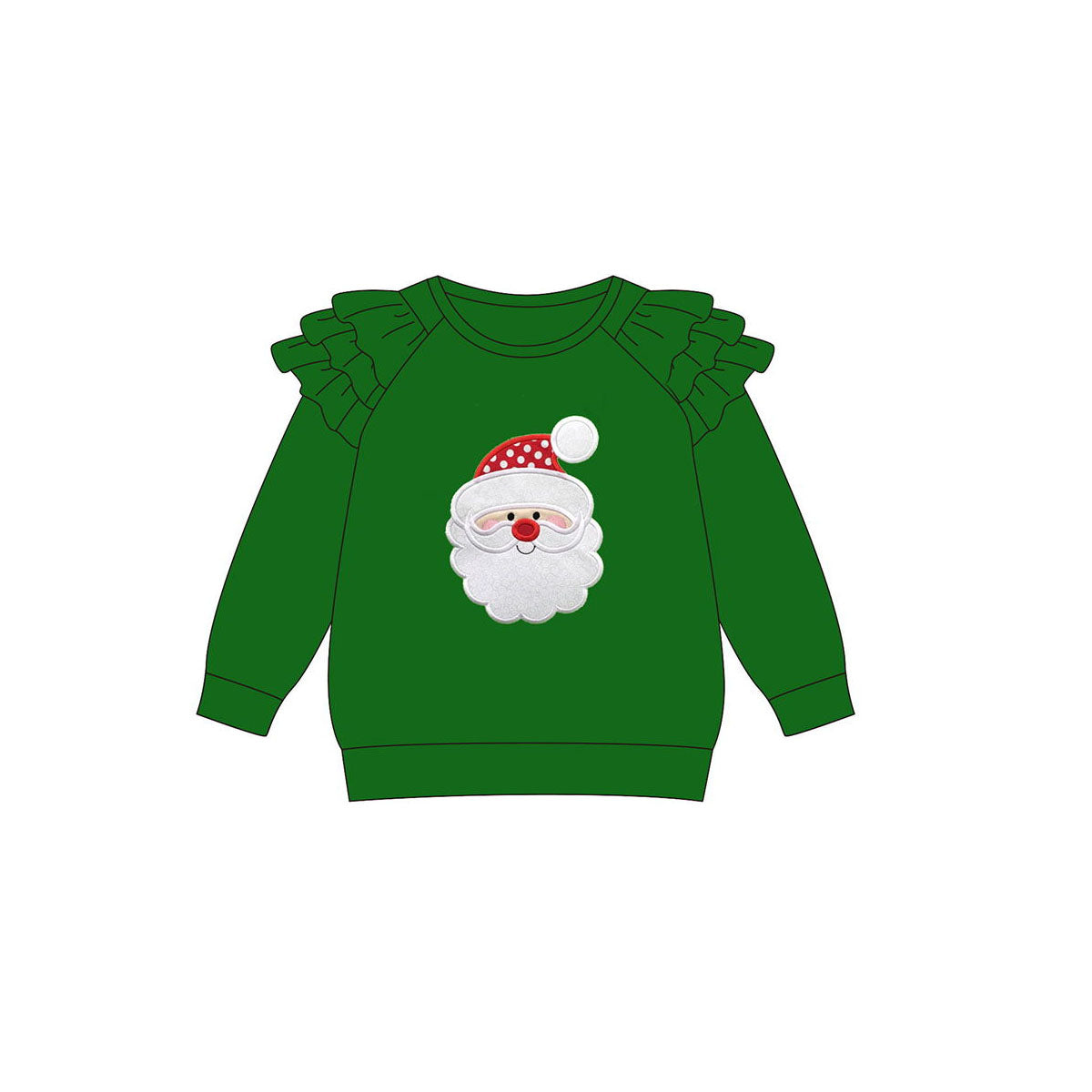 Pre-order Baby Girls Green Santa Christmas Long Sleeve Tee Shirts Tops