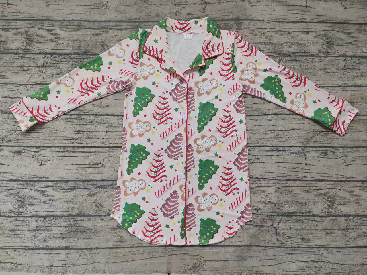 Adult Long Sleeves Christmas Trees Pajamas Tops