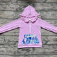 Baby Girl Lavender Ruffle Hooded Sea Weed Pocket Long Sleeves Tops