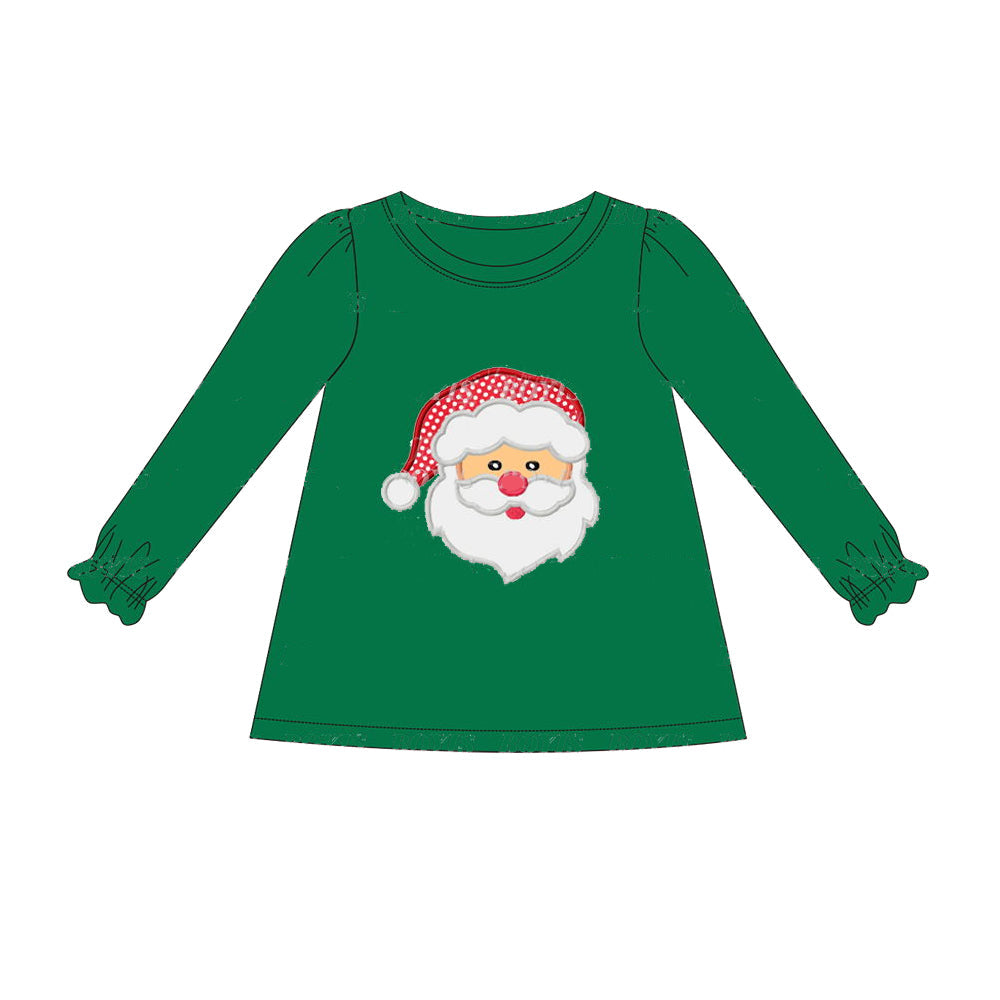 Pre-order Baby Girl Green Christmas Santa Tunic Tops
