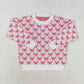 Sibling Baby Girls Pink Bows Checked Woolen Sweaters