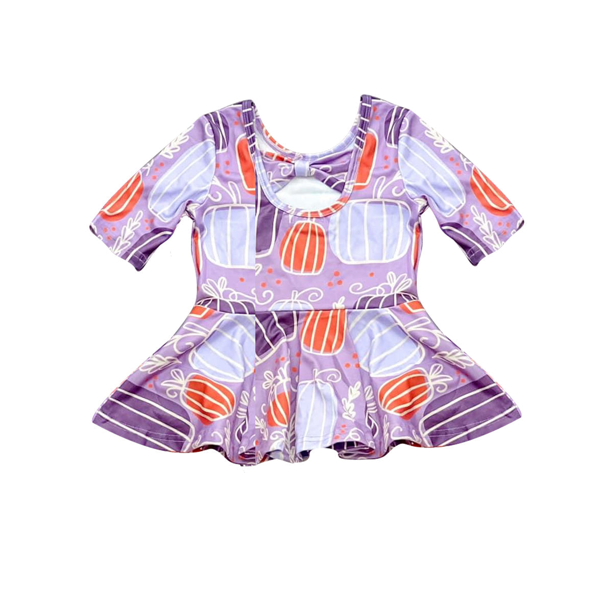 Pre-order Baby Girl Short Sleeves Pumpkins Tunic Tops