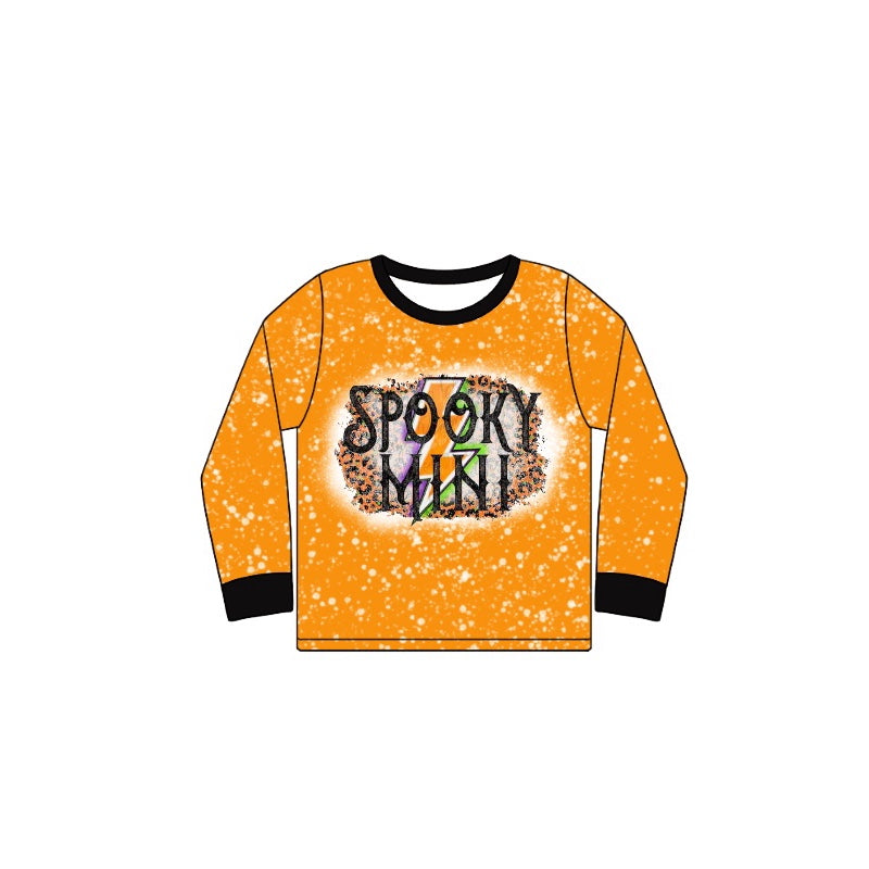 Pre-order Baby Girl Halloween Spooky Mini Orange Shirt Tops