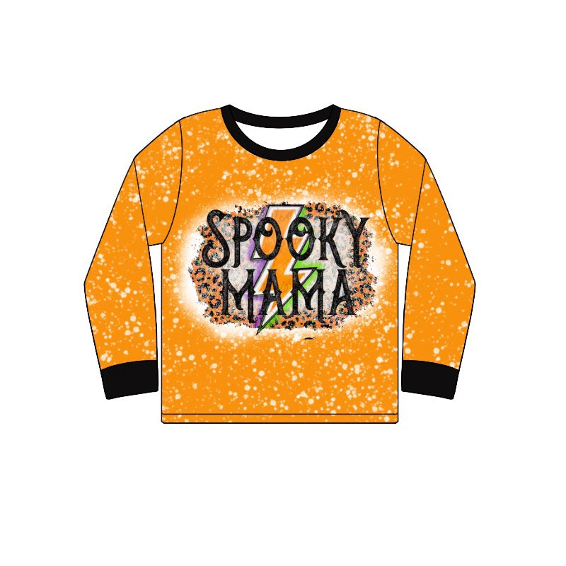 Pre-order Adult Women Halloween Spooky Mama Leopard Shirt Tops