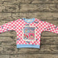 Baby Girl Long Sleeves Christmas Checkered Dogs Shirt Tops