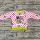 Baby Girl Christmas Green Frog Checkered Shirt Tops