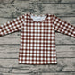 Baby Girl Long Sleeves Brown Checkered Shirt Tops