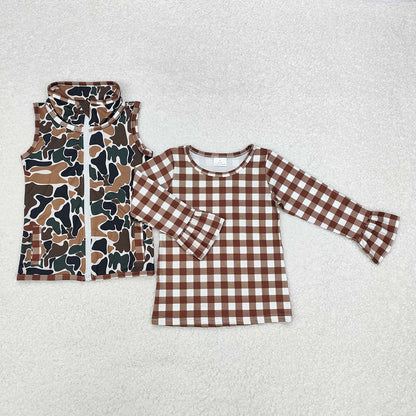 Baby Boy Girl Camo Hunting Tops Vest Sibling 2pcs Set