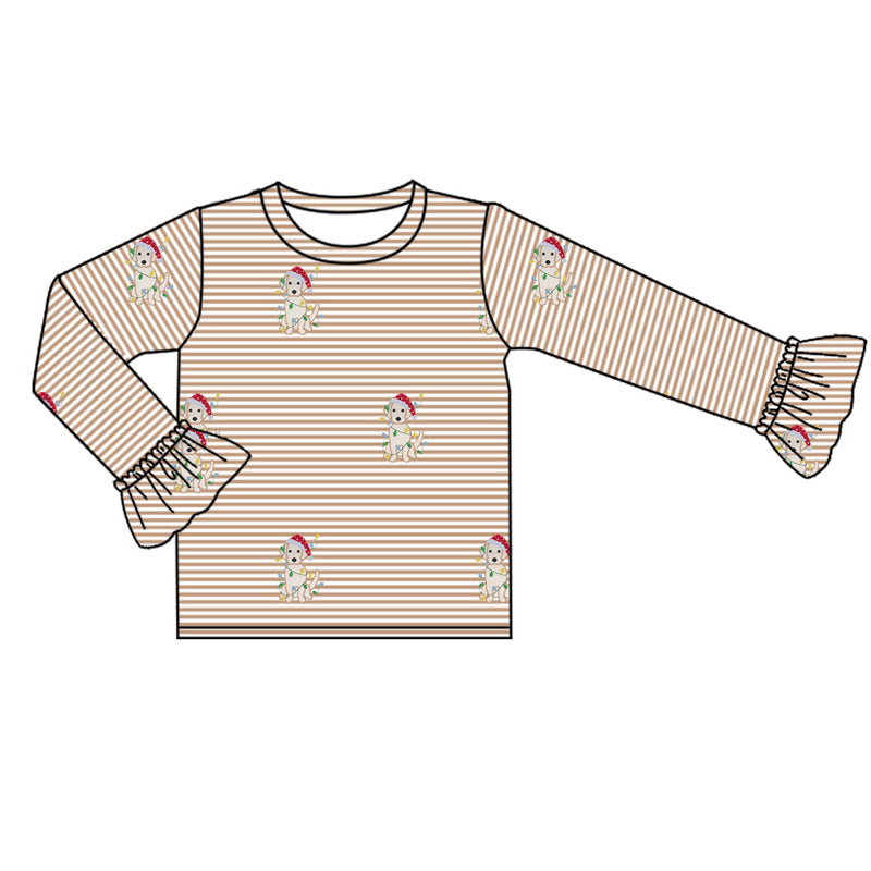 Pre-order Baby Girl Long Sleeves Christmas Dogs Shirt Tops