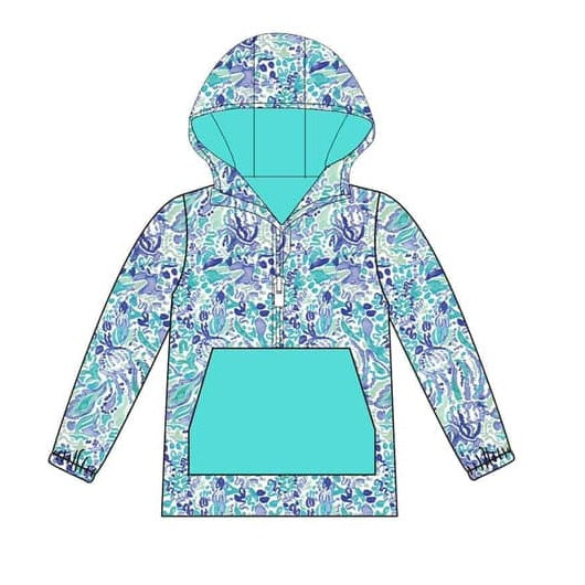 Pre-order Baby Girls Blue Seaweed Hoodie Long Sleeves Shirt Tops