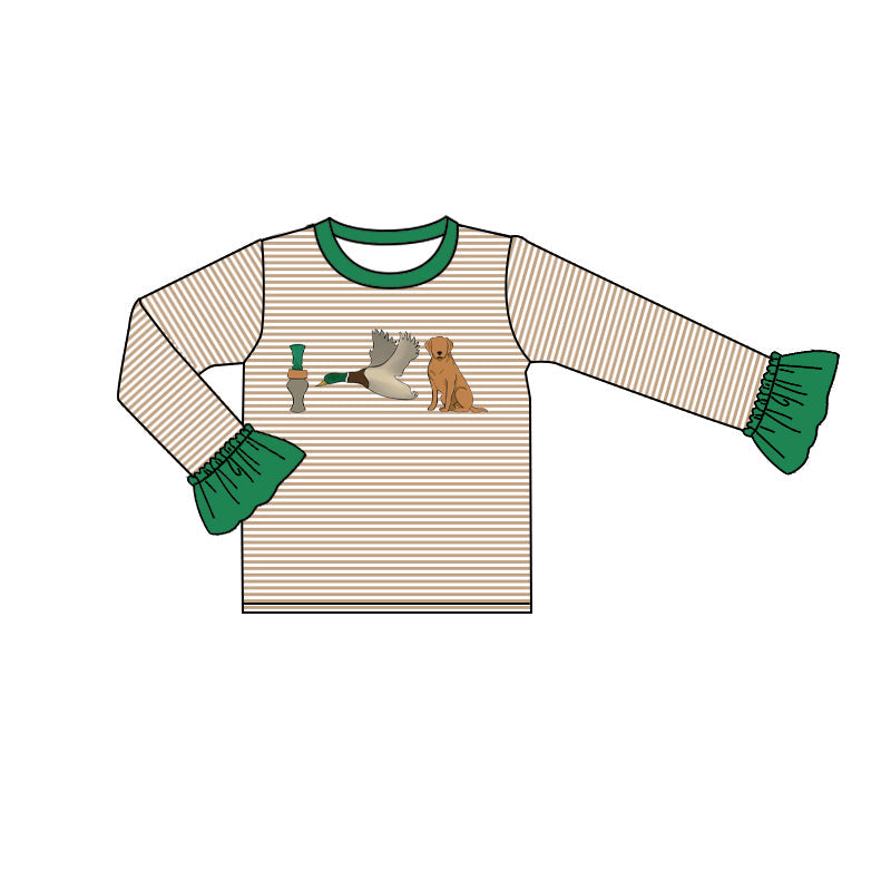 Pre-order Baby Girl Stripes Duck Dog Hunting Shirt Tops