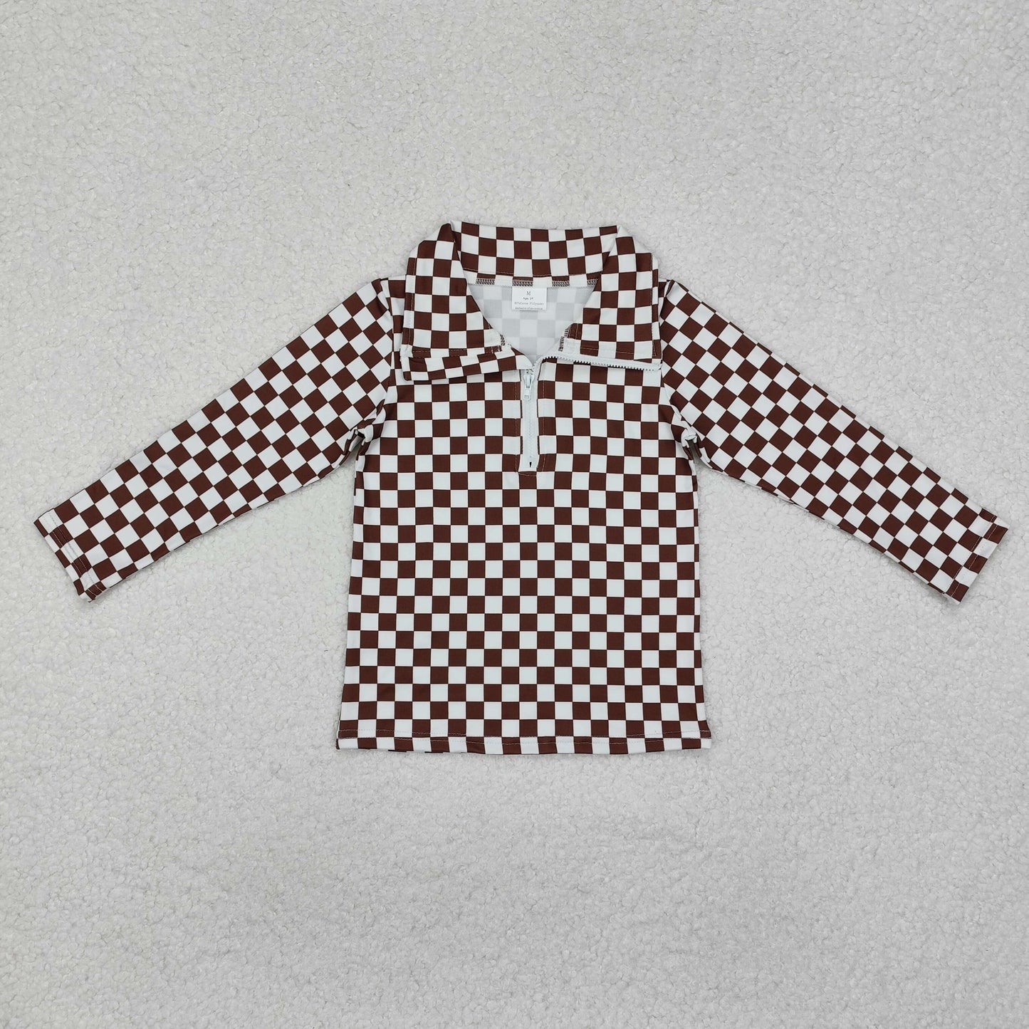 Sibling Kids Girls Leopard Flower Checked Zipper Pullovers Shirts Tops RTS