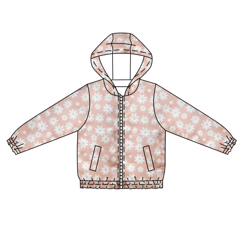 Pre-order Baby Girl Long Sleeves Flower Hoodie Zipper Cardigan Tops