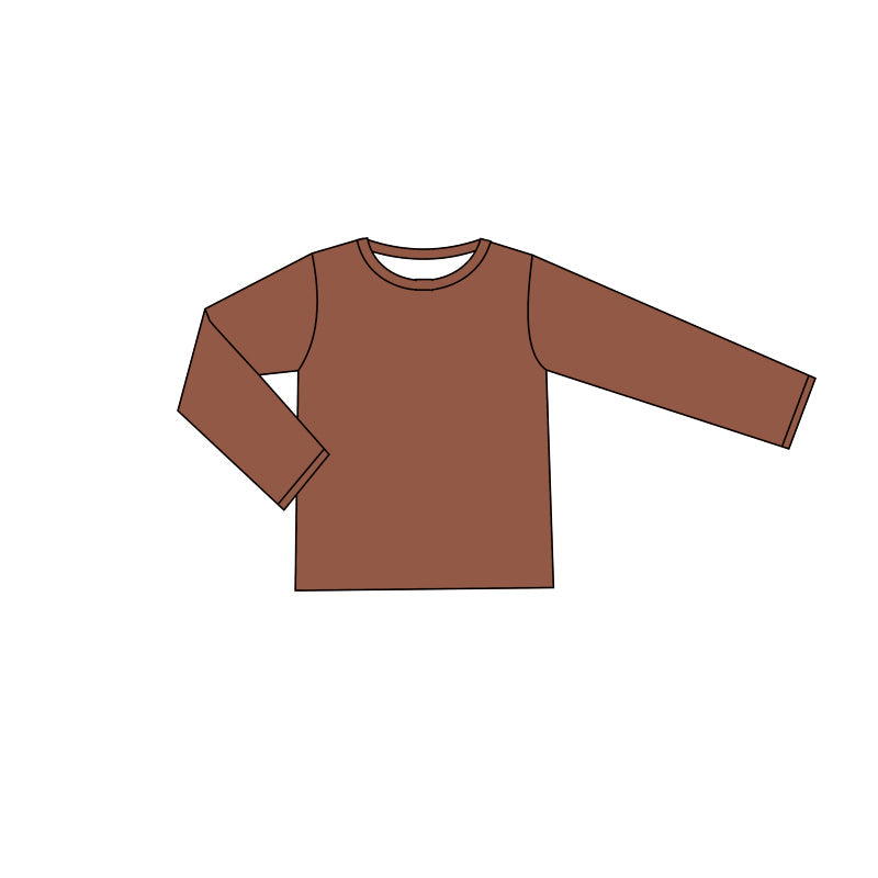 Pre-order Baby Kids Toddler Long Sleeve Cotton Brown Shirt Tops