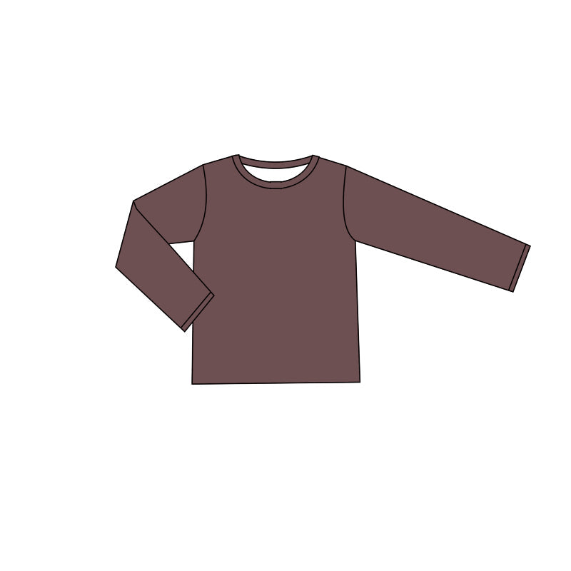 Pre-order Baby Kids Toddler Brown Long Sleeve Cotton Shirt Tops