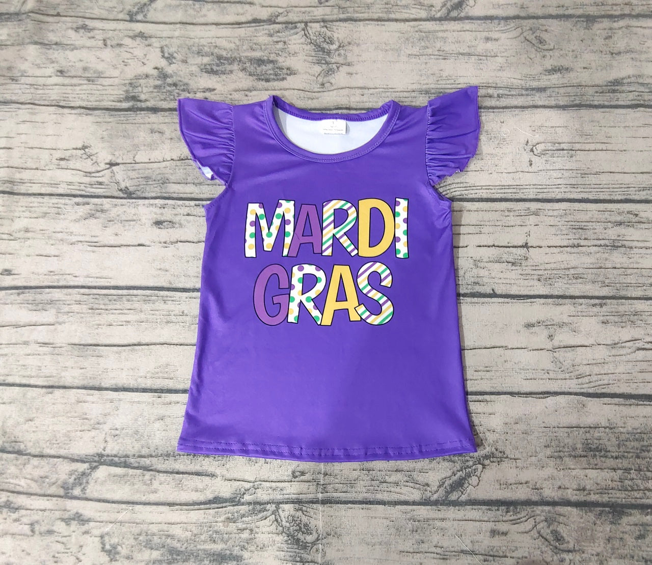 Baby Girl Short Sleeves Mardi Gras Purple Shirt Tops