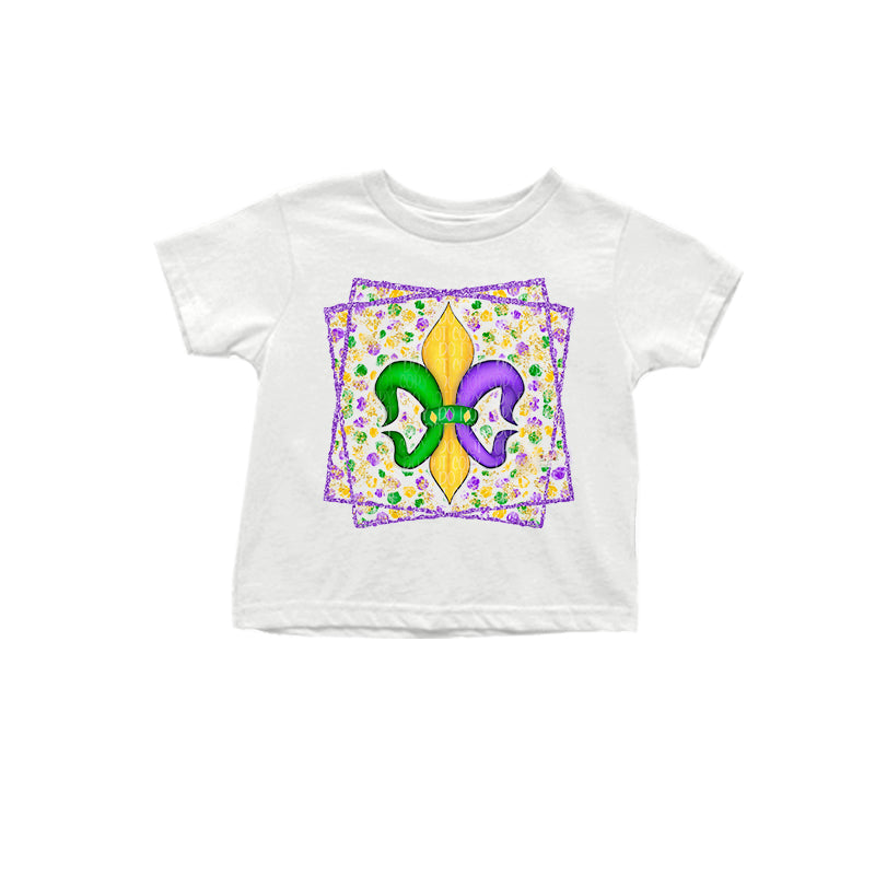 Pre-order Baby Girl Mardi Gras Anchor Short Sleeves Tee Shirt