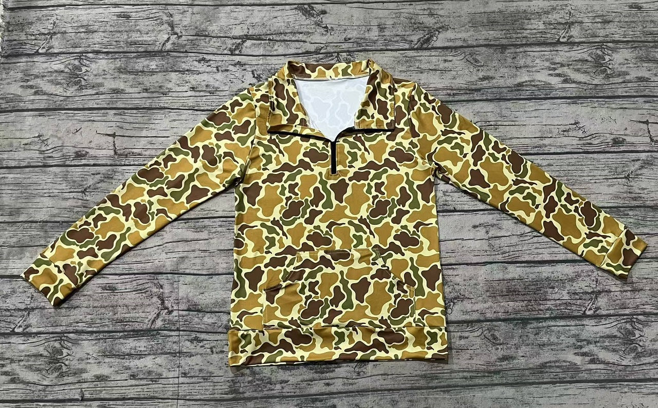 Adult Women Camo Long Sleeves Zipper Shirt Pullover