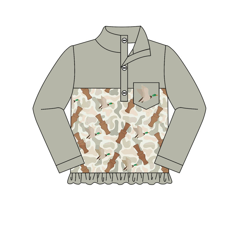 Pre-order Baby Girl Long Sleeves Camo Duck Call Pullover Shirt