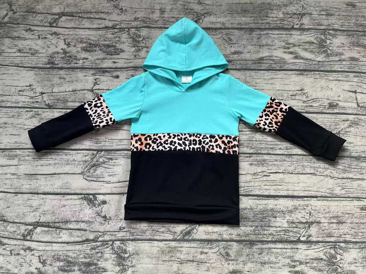 Baby Girl Long Sleeves Green Leopard Hoodie Shirt Tops