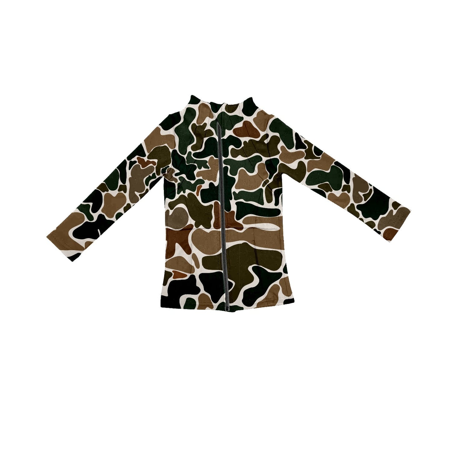 Pre-order Baby Girl Long Sleeves Brown Camo Yoga Active Wear Zipper Jacket Tops