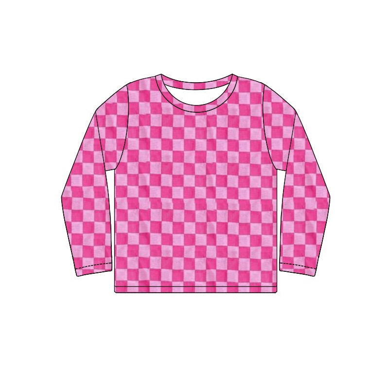Pre-order Baby Girl Long Sleeves Pink Checkered Shirt Tops