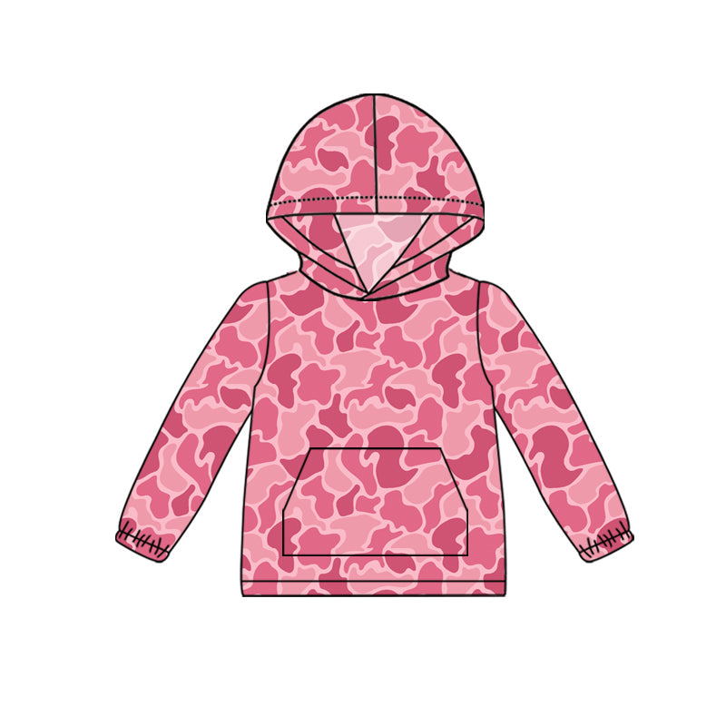 Pre-order Baby Girl Long Sleeves Camo Hoodie Pink Shirt Tops