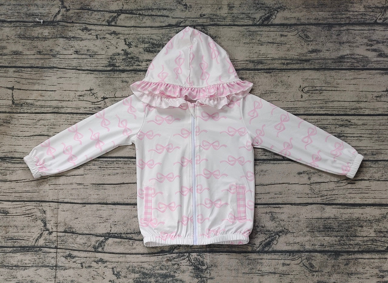 Baby Girl Long Sleeves Pink Bows Hoodie Zipper Shirt Tops