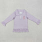Sibling Girls Kids Long Sleeves Embroidery Bows Shoes Zipper Shirt Tops