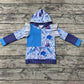 Baby Girl Blue Long Sleeves Princess Hoodie Ruffle Shirt Tops