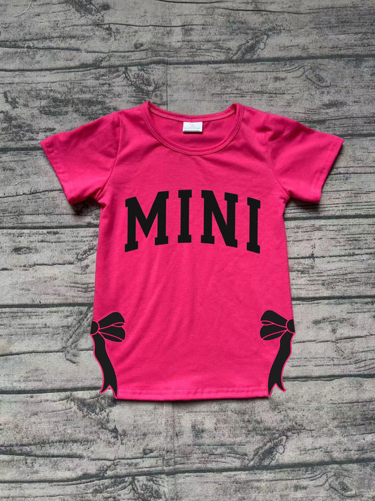 Preorder Baby Girl Short Sleeves Embroidery Mini Bows Pink Tee Shirt ( No moq )