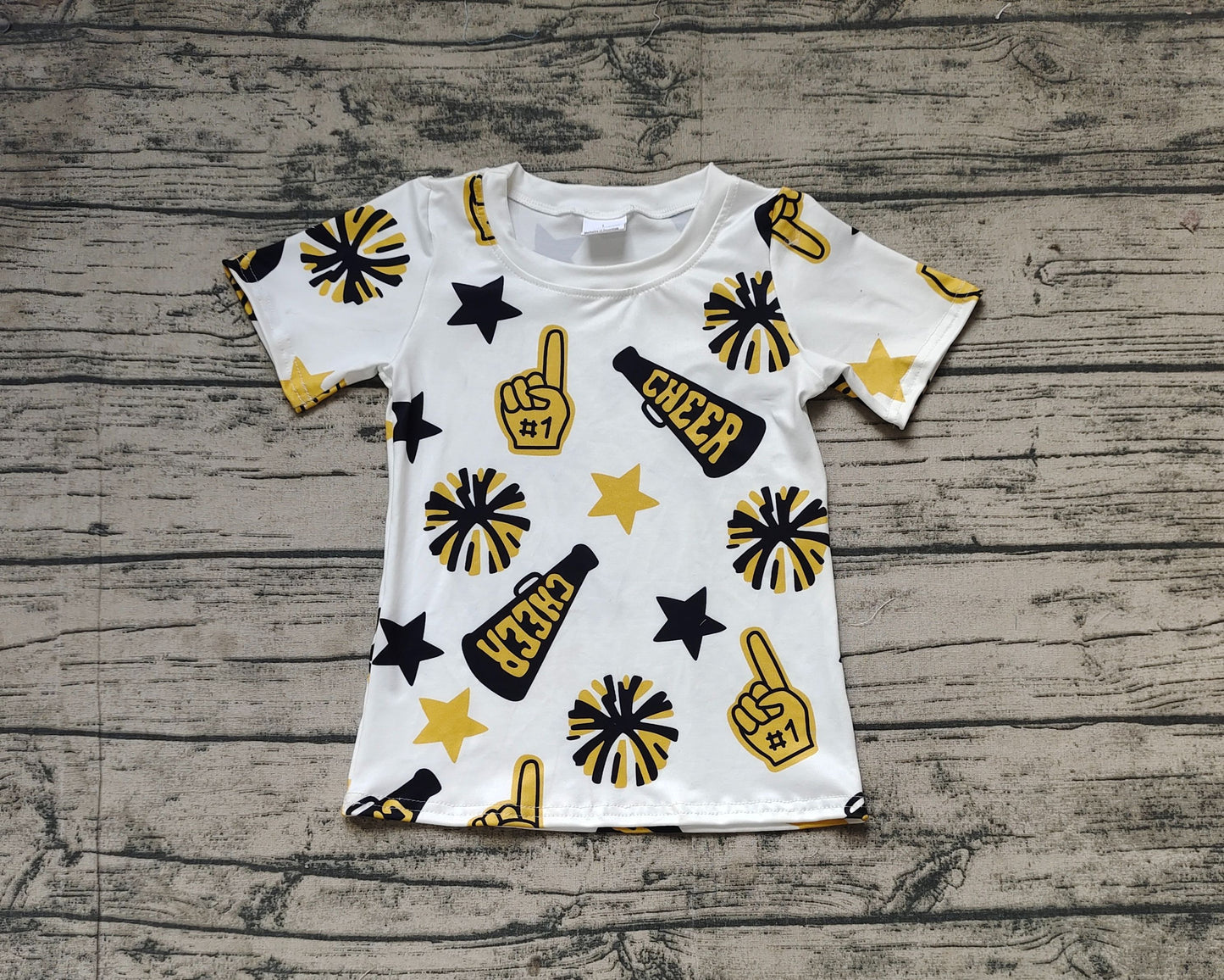 Preorder Baby Girl Short Sleeves Golden Team Cheer Tee Shirts Tops ( No moq )