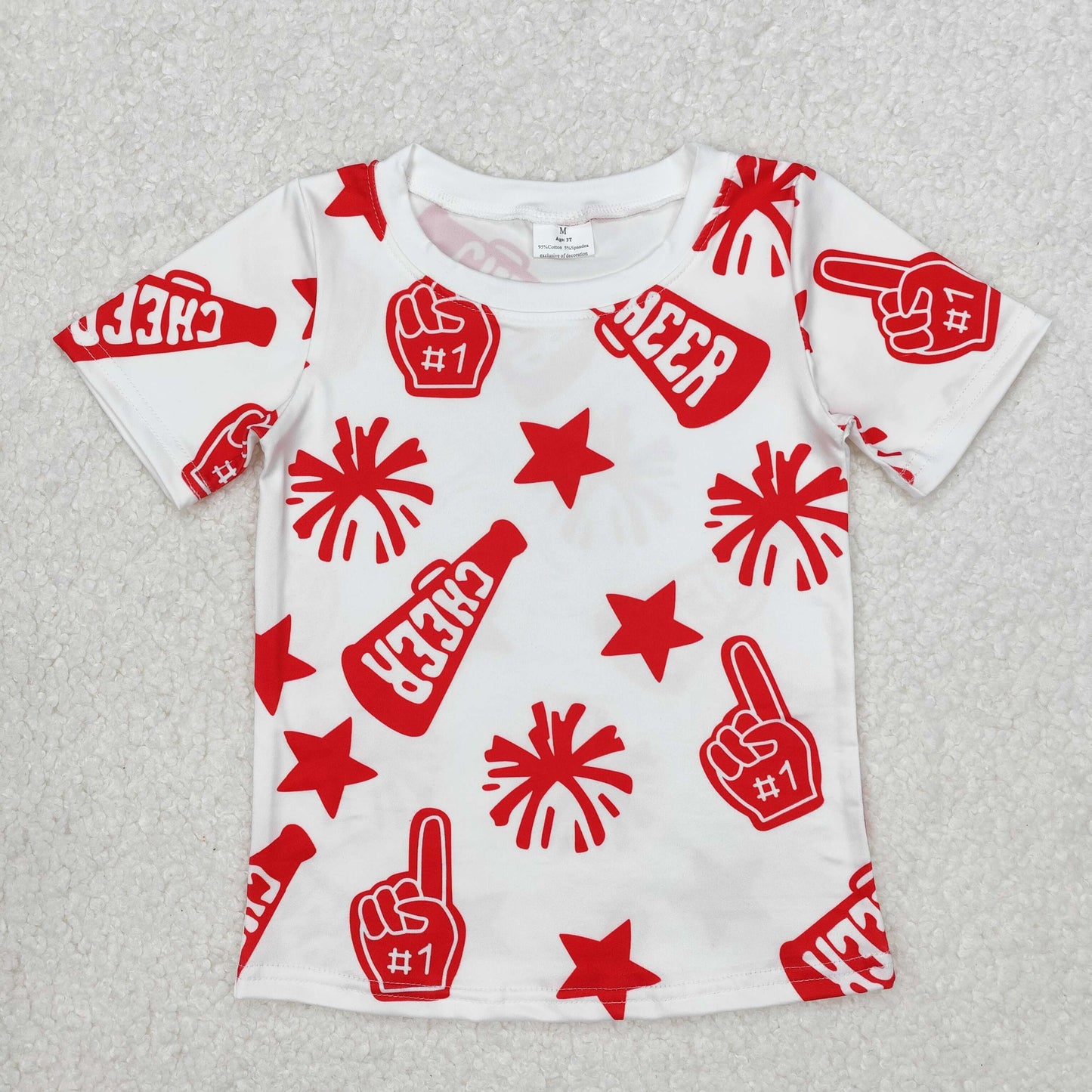 Baby Girl Toddler Short Sleeves Cheer Team Summer Tee Shirt Clothes Tops RTS