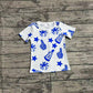 Baby Girl Short Sleeves Cheer Blue Team Pullovers Tee Shirt RTS