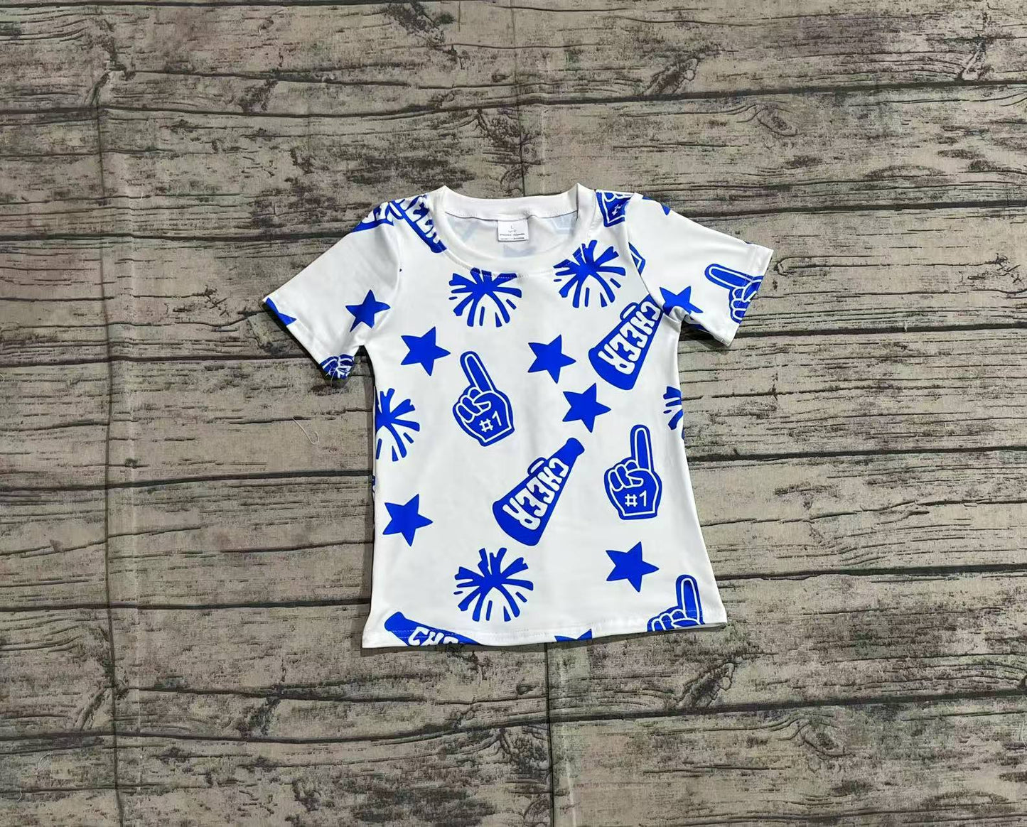 Baby Girl Short Sleeves Cheer Blue Team Pullovers Tee Shirt RTS