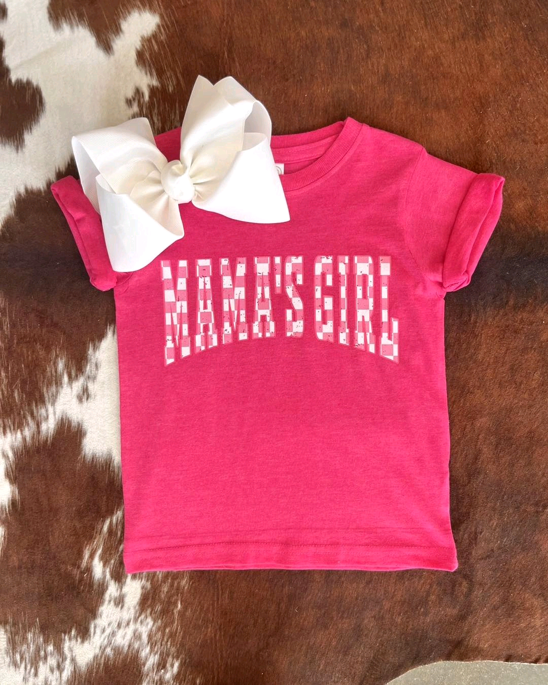 Preorder Baby Kids Toddler Short Sleeves Mama's Girl Pink Shirt Tee ( Moq 5 )