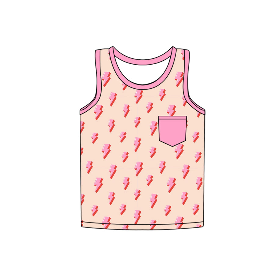 Preorder Baby Girl Sleeveless Pocket Pink Shirt Tops ( Moq 5 )