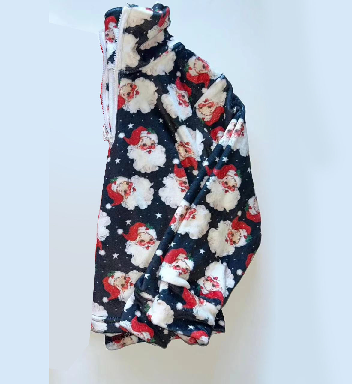 Preorder Baby Girl Long Sleeves Christmas Santa Zipper Black Shirt ( Moq 5 )