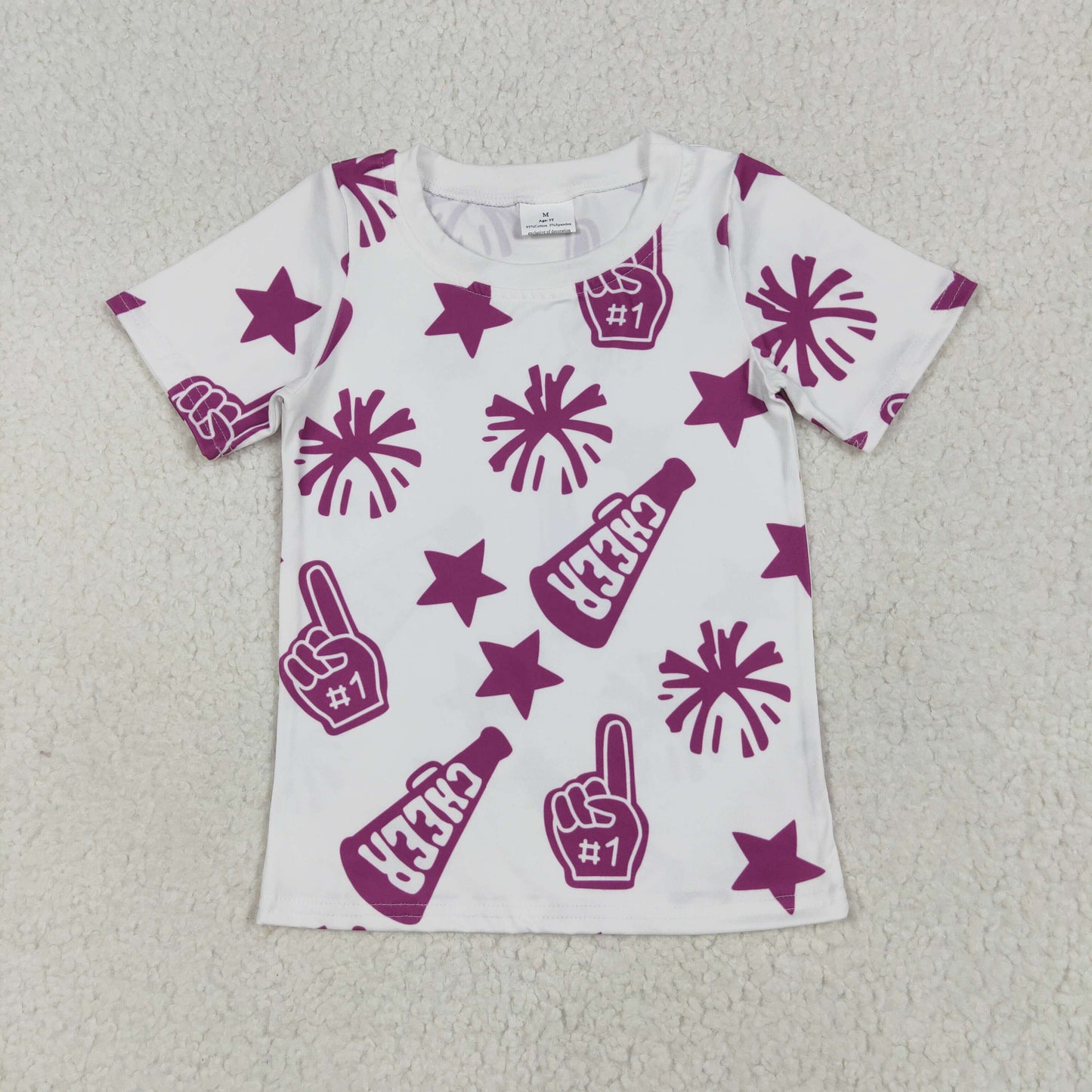 Baby Girl Toddler Short Sleeves Cheer Team Summer Tee Shirt Clothes Tops RTS