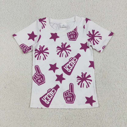 Baby Girl Toddler Short Sleeves Cheer Team Summer Tee Shirt Clothes Tops RTS