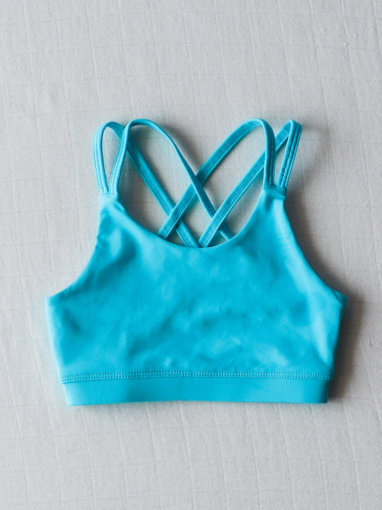 Preorder Baby Girl Straps Yoga Activewear Sports Blue Vest Tops ( Moq 5 )