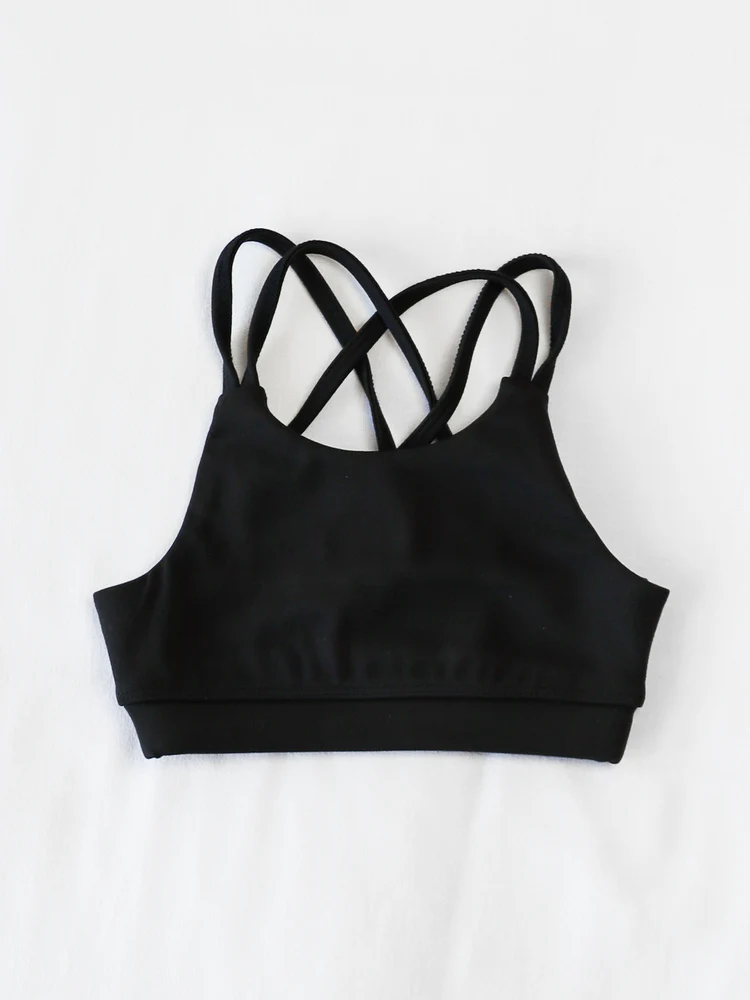 Preorder Baby Girl Black Straps Yoga Activewear Sports Vest Tops ( Moq 5 )