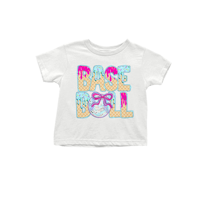 Preorder Baby Girl Short Sleeves Baseball Shirt Tops ( Moq 5 )