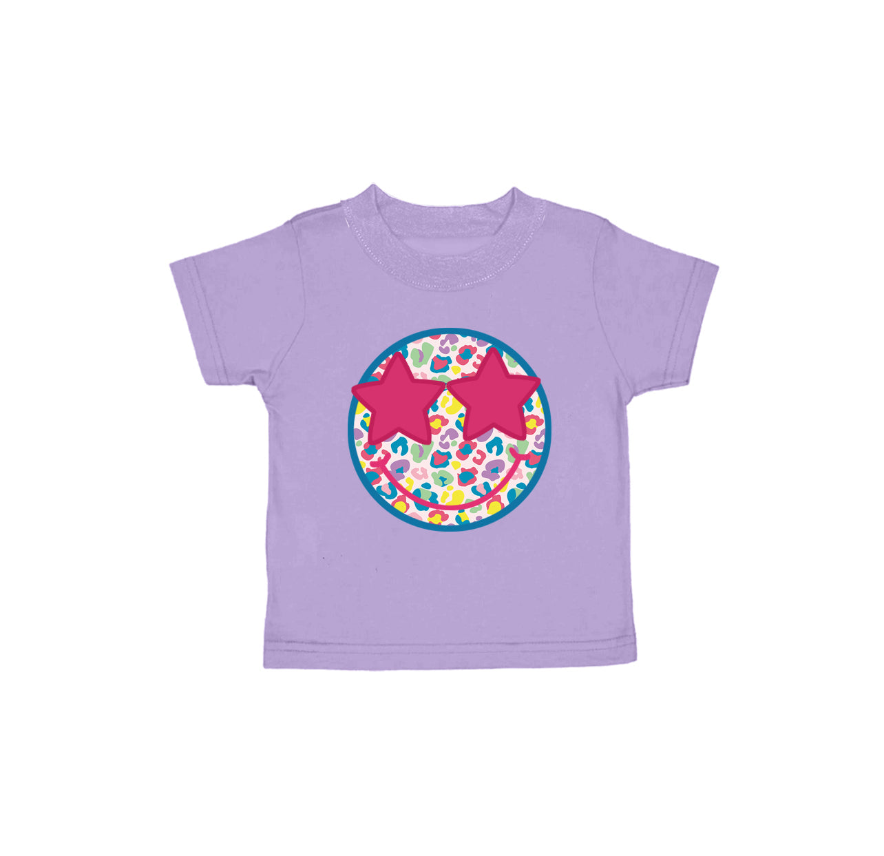Preorder Baby Girl Purple Short Sleeves Leopard Smile Shirt Tops ( Moq 5 )