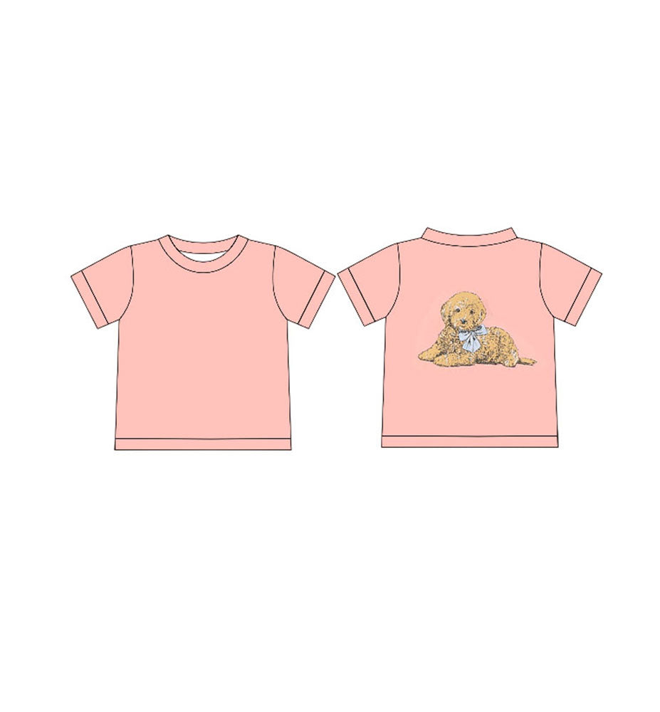 Preorder Baby Girl Short Sleeves Dog Tee Shirts Tops ( Moq 5 )