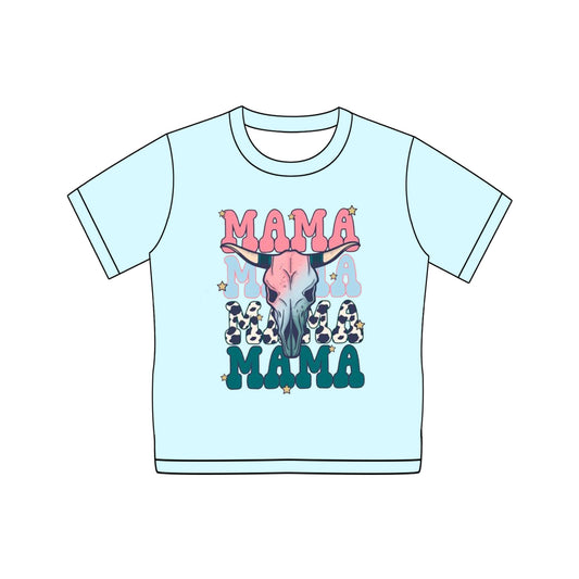 Preorder Adult Women Western Cow Short Sleeves Mama Tee Shirt ( Moq 5 )