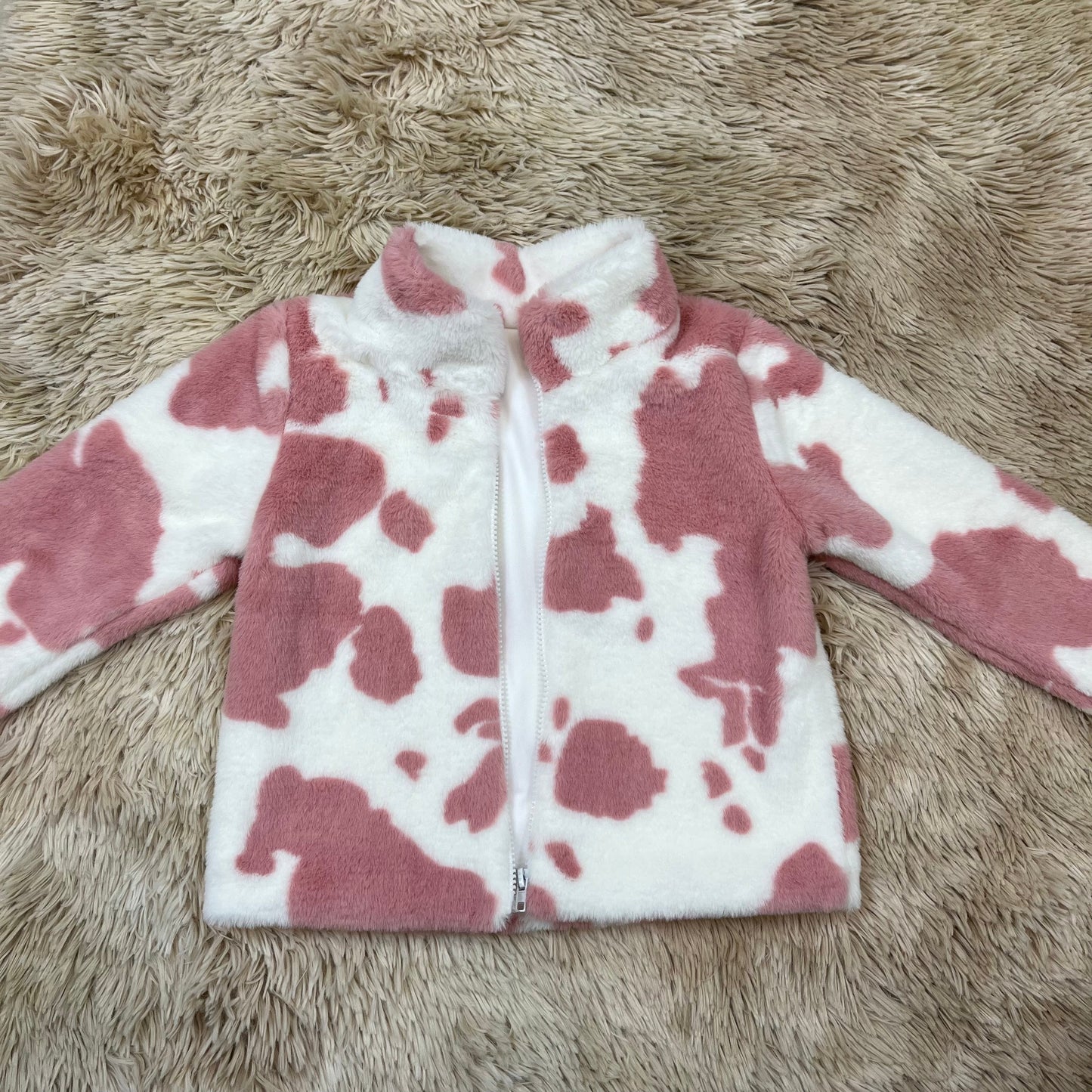 Preorder Baby Girl Long Sleeves Cow Print Zipper Cardigans Jackets ( Moq 5 )