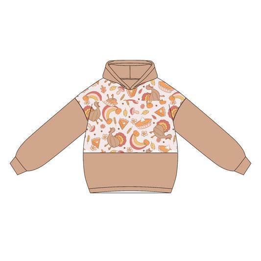 ( Moq 5 ) Preorder Baby Girl Long Sleeves turkey Flower Hoodies Tops Fall Shirt