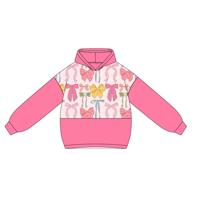 ( Moq 5 ) Preorder Baby Girl Long Sleeves Colorful Bows Hoodies Tops Shirt
